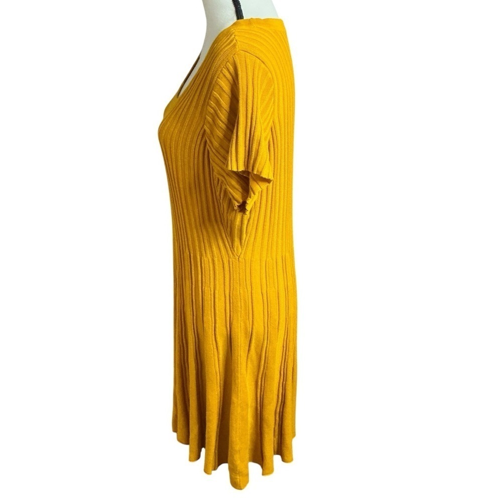 Torrid Ribbed Knit Dress Mustard Gold Mini Sweater Skater Scoop Neck Dress 3X - Picture 10 of 16
